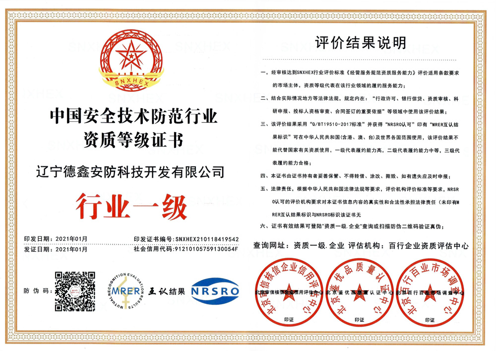 2021德鑫安防一级